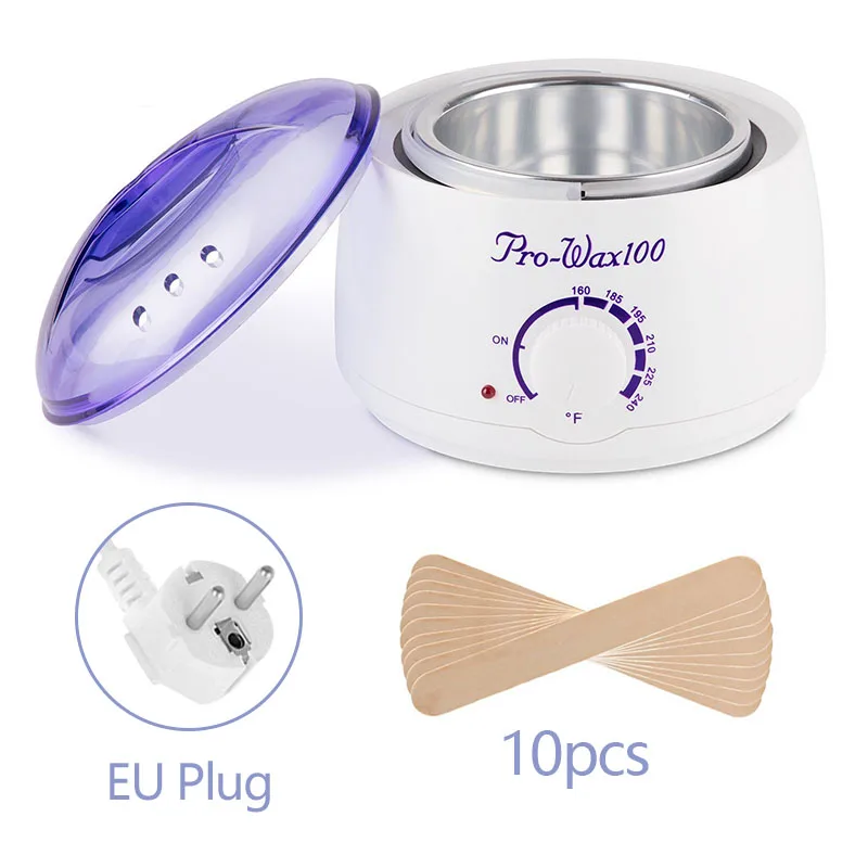 White EU plug set 1 Электрическая машина для удаления волос, нагреватель воска, расплава, 200 г, восковые бобы, 20 шт., наклейки, комплекты для удаления волос, набор для воска, cera depilatori - Цвет: White EU plug set 1