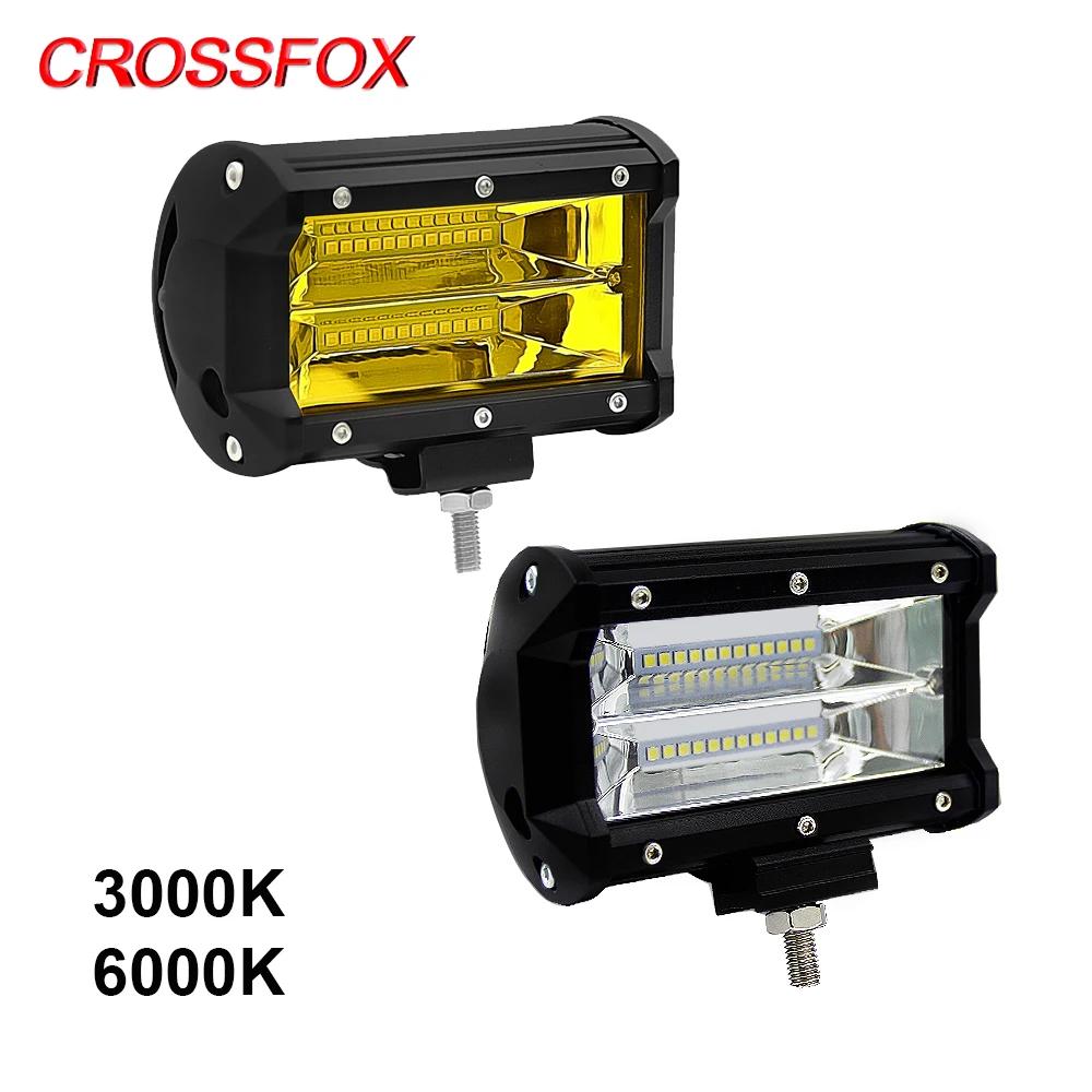 

CROSSFOX 72W Work Light Auto LED Bar For Off road 4WD ATV Car SUV Motorcycle Truck BUS 12V 24V 3000K 6000K Driving Lamp Worklamp