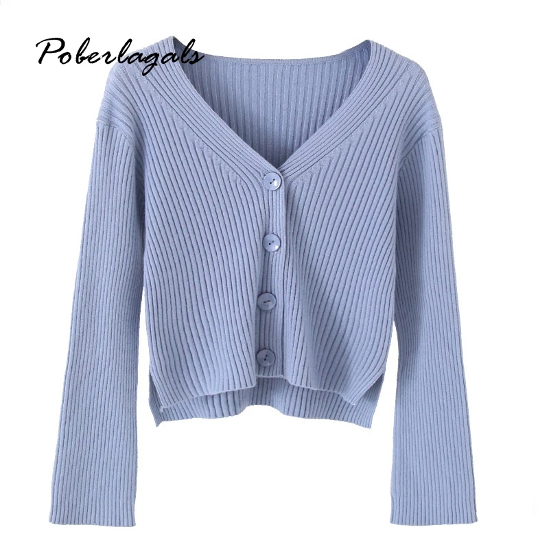 Autumn winter Knitted soft Pure color pit short cardigans Sweater cardigan Women 2019 knit sweater female V-neck coat |