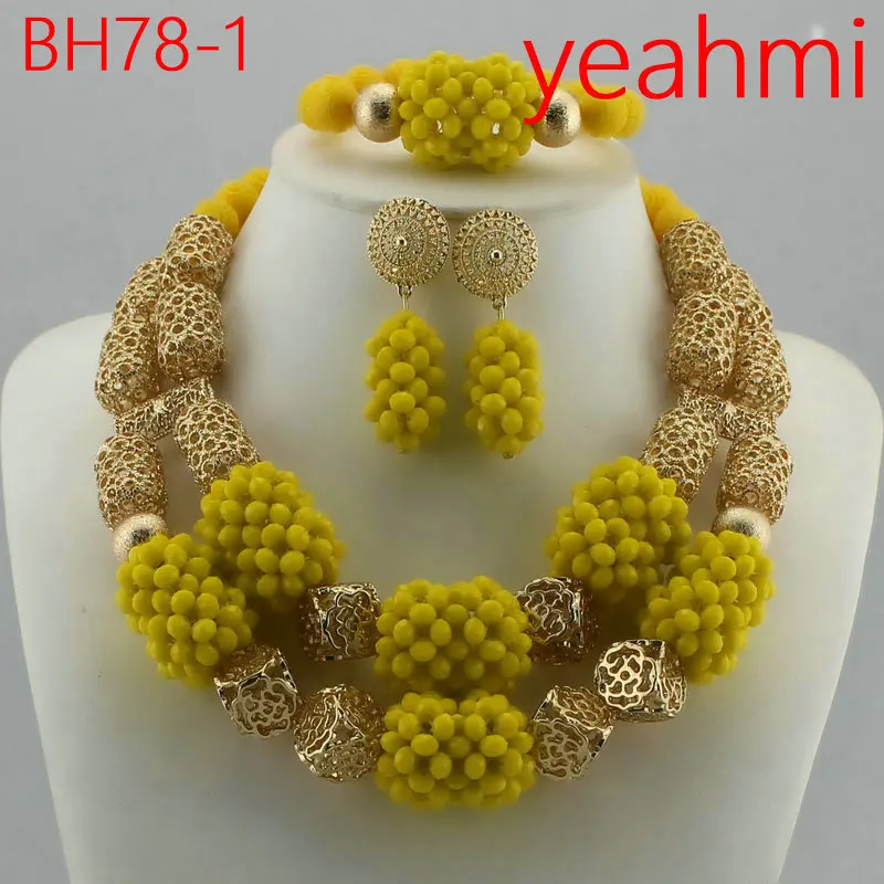 

Amazing african beads jewelry set chain women Nigerian wedding crystal multi layer necklace/ earring Indian jewelry sets BH78-2
