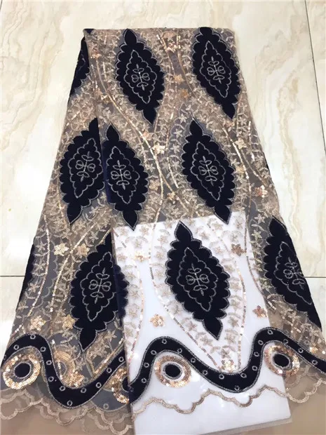 

Best Selling African Velvet Lace Fabric With Sequins Dubai Embroidered French Tulle Lace High Quality For Party Dress X6