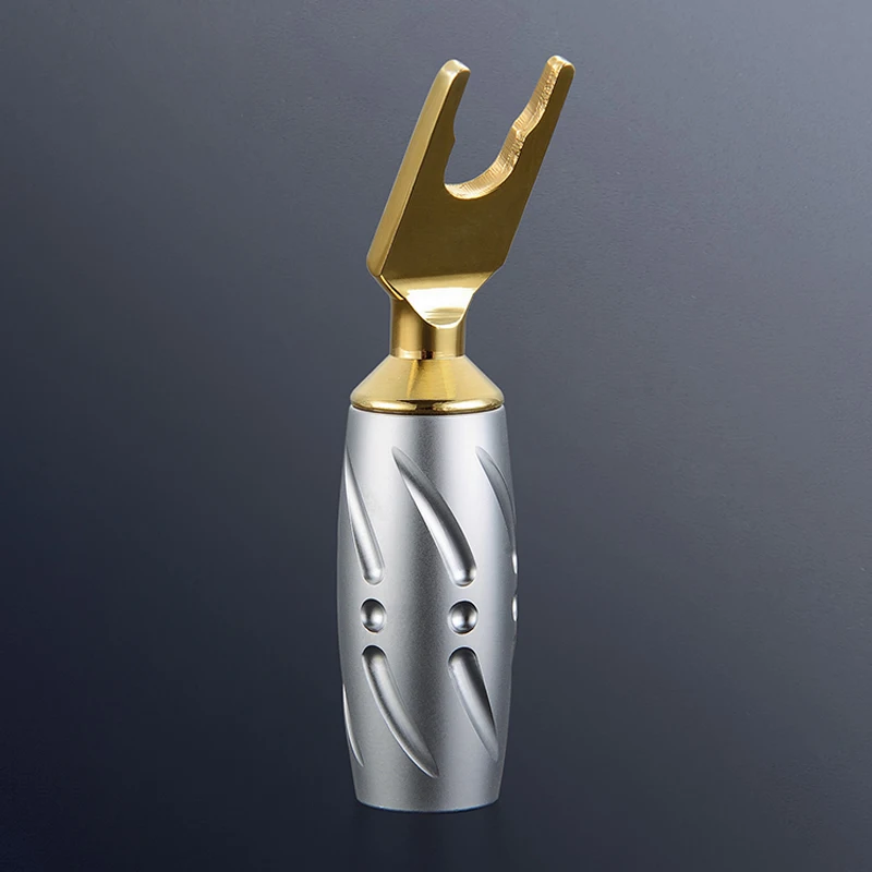 Вилка Лопатка из чистой меди с золотым покрытием 4 шт. VS701G 99.998%|locking banana plugs|banana plug