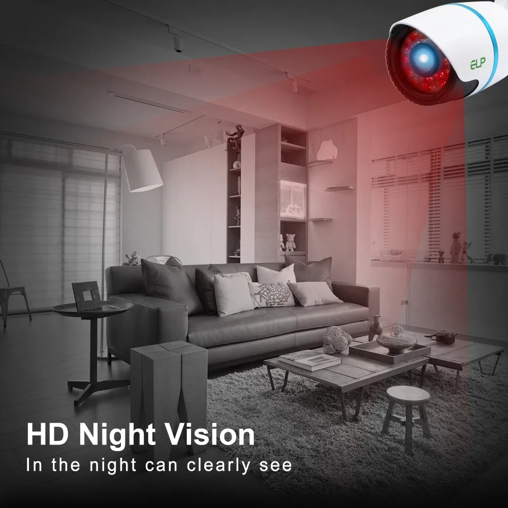Водонепроницаемая инфракрасная камера видеонаблюдения ELP CMOS OV7725 с функцией