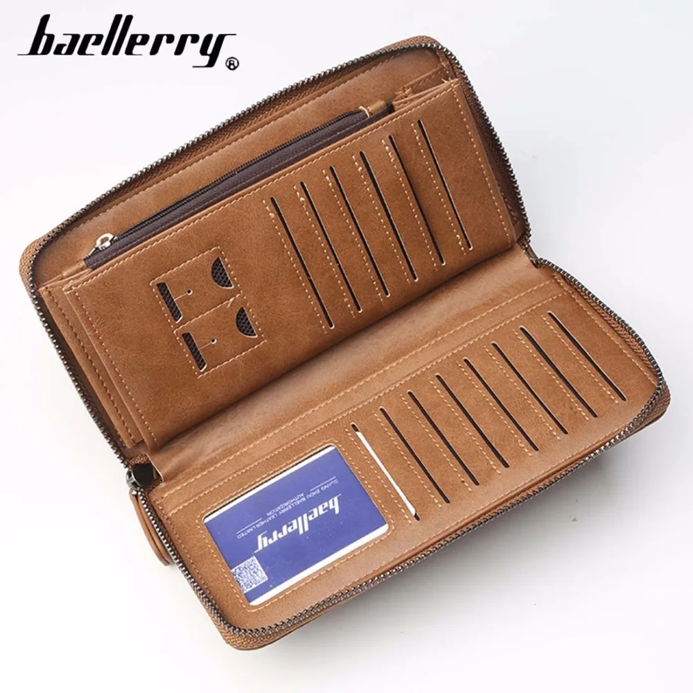 2018 мужские кошельки Baellerry на молнии длинный коричневый мужской кошелек из
