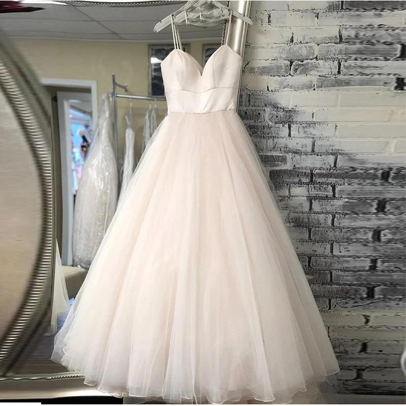 Новый Спагетти ремень Пляжные Свадебные платья 2021 Vestido De Noiva Praia простой тюль