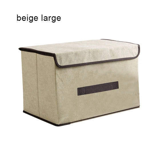 beige-L Коробка для хранения одежды с крышкой одежда носки игрушки закуски разное Oraganier Косметика Домашняя одежда коробка для хранения ящики/Органайзер - Цвет: beige-L