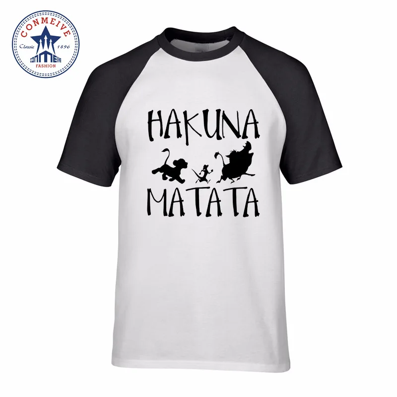 Высококачественные летние хлопковые футболки HAKUNA MATATA мужские с коротким рукавом