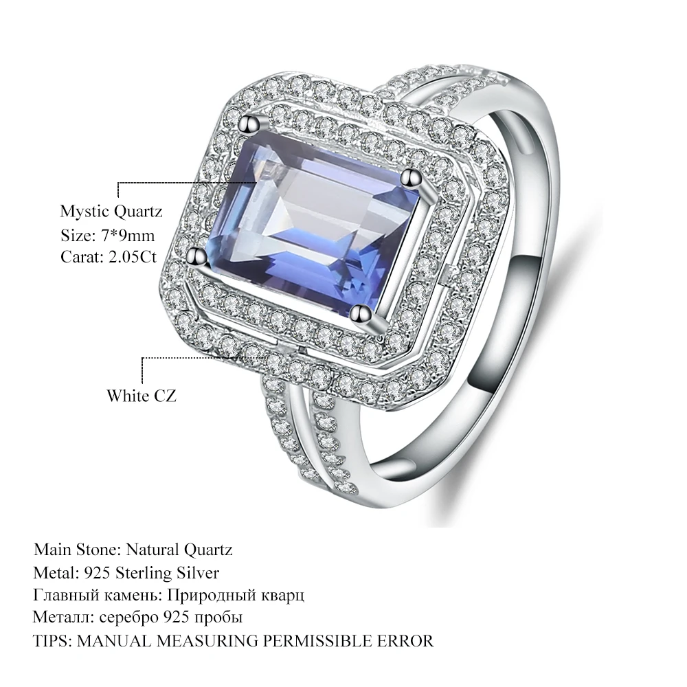 Драгоценный камень фотоэлемент серебряная прямоугольная огранка 2.05Ct