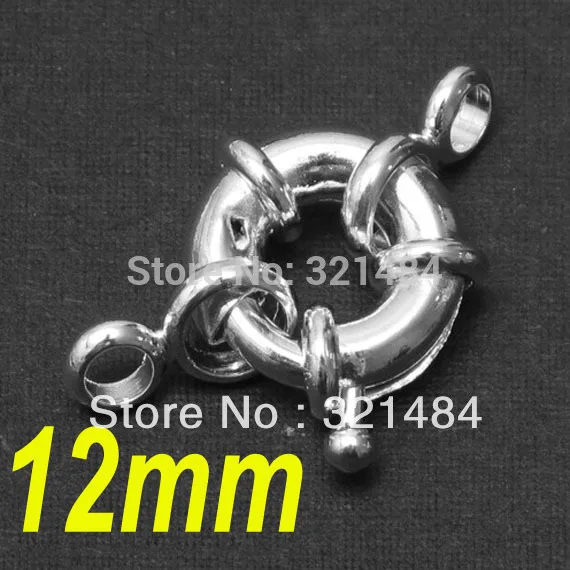 Free shipping 100pcs 12mm Dull Silver Plated Claw Spring Clasp/Ring Clasp Jewelry Findings Accessories