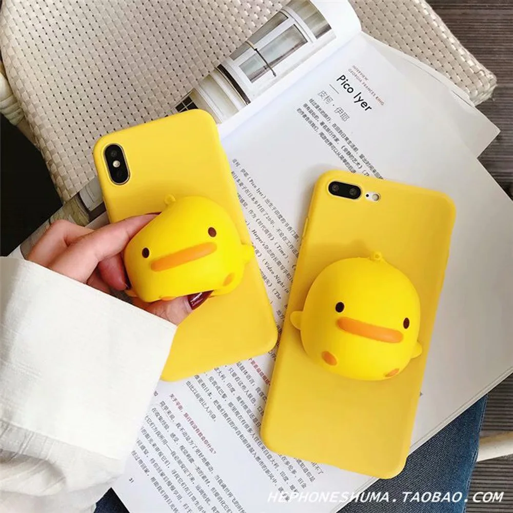 3D Duck Holder Case For Samsung Galaxy J4 J6 J8 A5 J2 J4 Core A7 2018 2019 Squeeze Stress Soft Silicone Holder Cover Phone Case 