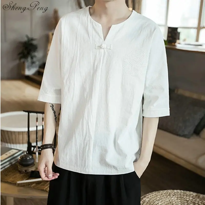 Traditional chinese shirts for men summer style garment traditional clothes shirt Q048 | Тематическая одежда и униформа