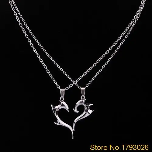 Romantic Heart Magic Wand Pendant Alloy Couple Necklace Chain for Lover's Gift 4TJN |