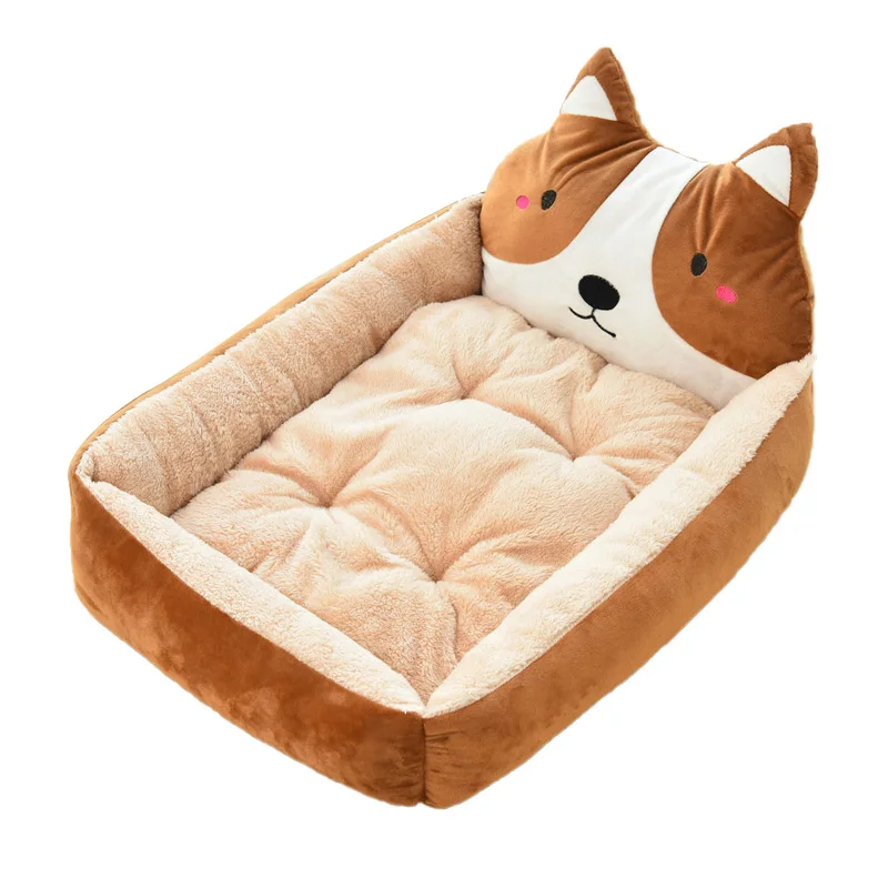 Pawstrip Милая зимняя кровать для собаки, диван, мягкая теплая кровать для кошки, домик с мультипликационным принтом, маленькая собака, кровать, подушка, диван для домашних животных, кровать для собаки, чихуахуа, Тедди - Цвет: Brown Dog