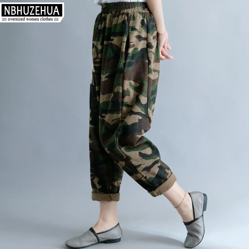 NBHUZEHUA A179 4XL 5XL 6XL женские брюки большого размера с мультяшным принтом девушки