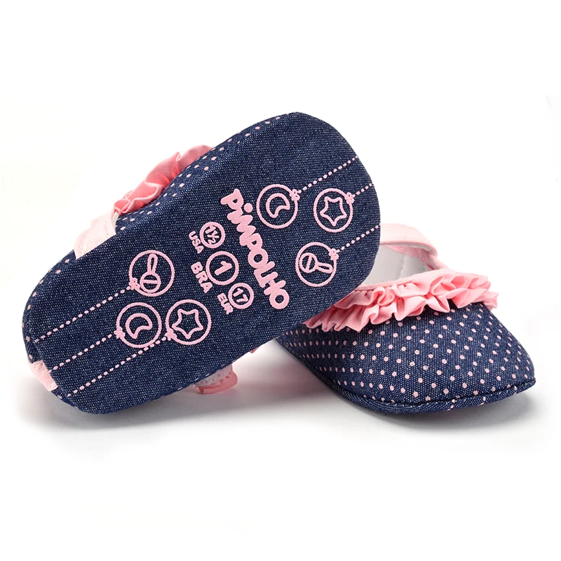 2017 Лоскутная Розовая обувь принцессы в горошек для новорожденных девочек от 0 до