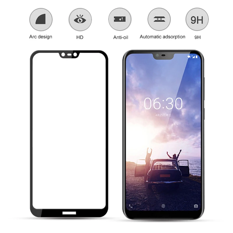 

10pcs/lot 9H Full Screen Cover Explosion-proof Screen Protector Film For Nokia X6 2018 Tempered Glass film For Nokia X6 2018