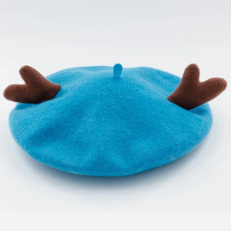 light blue Новинка, шерсть, винтажный теплый шерстяной зимний женский берет, французский артист, шапочка, шапка для сладкой девочки, подарок, весенние и осенние шапки - Цвет: light blue