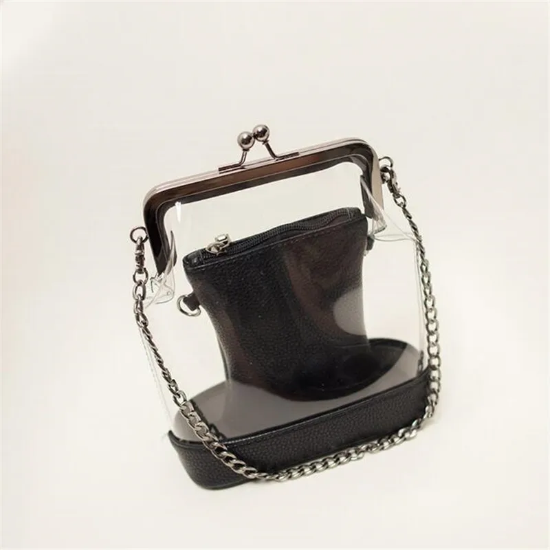 2017 Лето ярких цветов женские кожаные ПВХ кошельки и сумки цепи shell Прозрачный