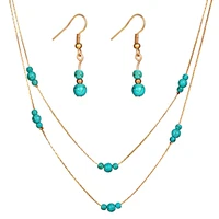 miara l hot sale vintage jewelry set with round stones multi layer necklace and earrings for ladies