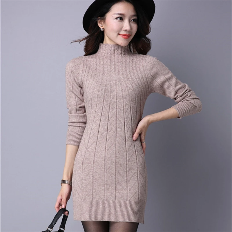 Женский облегающий свитер Красное трикотажное платье средней длины с высоким