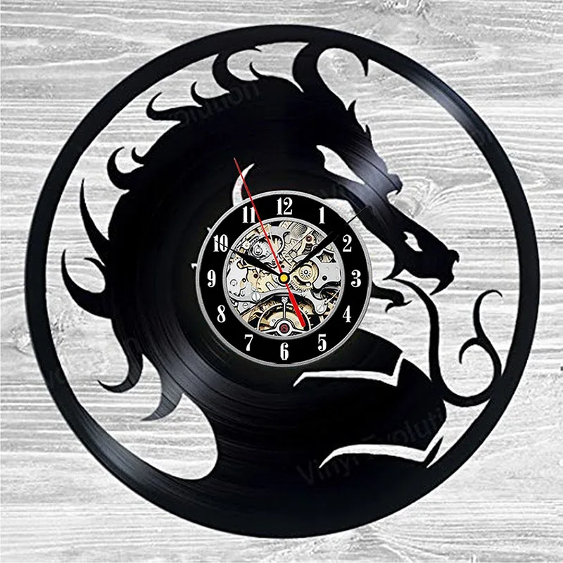 Hollow Dragon CD Record Wall Clock 3D Vinyl Hanging Vintage Modern Home Decoration Personalized Handmade Clock|wall clock|wall clock 3drecord wall |