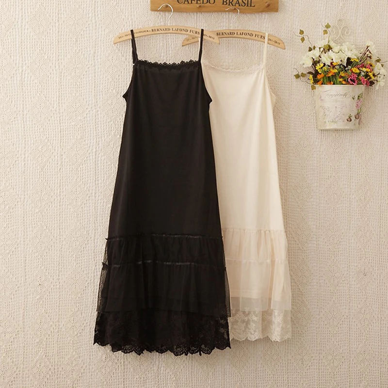

Japanese Spring Summer Mori Girl Dress Women's Lace Layer Sleeveless Spaghetti Strap Cute Female Vestido Cotton Dresses C209