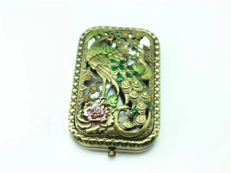 Free Shipping Handle Mirror Metal Peacock Handbag Double Side | Дом и сад