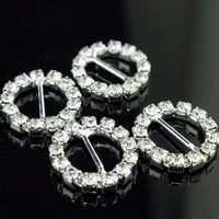 40pcslot 2120mm clear round rhinestone buckle for wedding invitation diamante ribbon sliders diy supplies