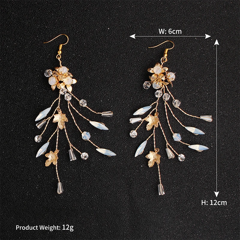 

Miallo 2019 Newest Gold Color Opal Crystal Handmade Bridal Earrings Women Wedding Flowers Bride Bridesmaids Earrings