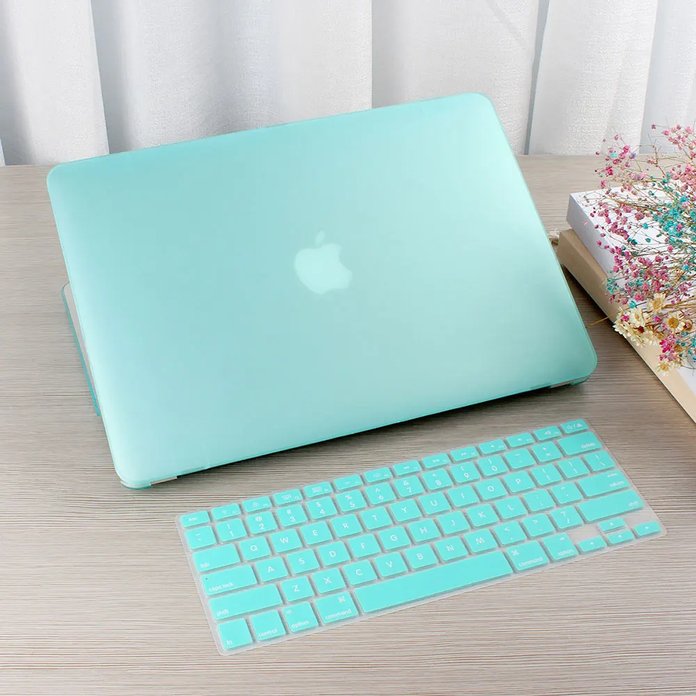 Matte green Кристальный жесткий чехол для Macbook Air 13 retina Pro 13 15 16 A2141 A2159 жесткий чехол с бесплатной клавиатурой A1466 A1990 A1932 - Цвет: Matte green