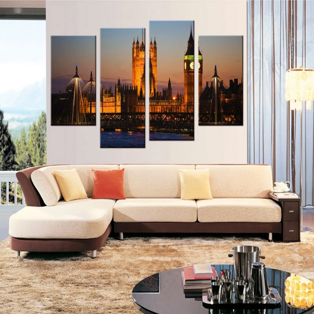 Картина на холсте большая стена 4 шт./компл. | Дом и сад