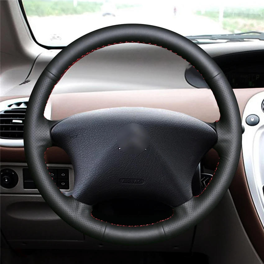 Черный чехол рулевого колеса автомобиля из натуральной кожи для Citroen Xsara Picasso 2003-2010 peugeot Partner 2003-2008