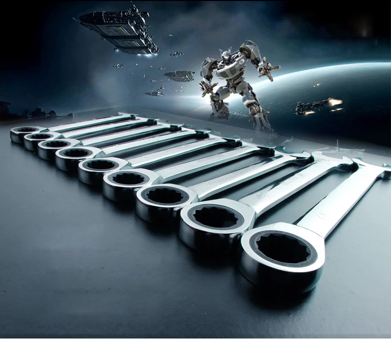 Трещоточный комбинированный ключ метрический гаечный для ремонта ручных