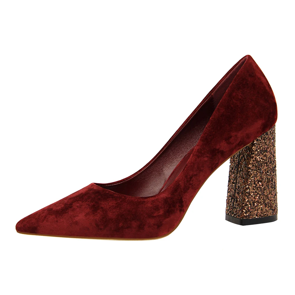{D &amp Henlu}/Женская обувь на высоком каблуке с острым носком толстом chaussure femme talon 2019 |