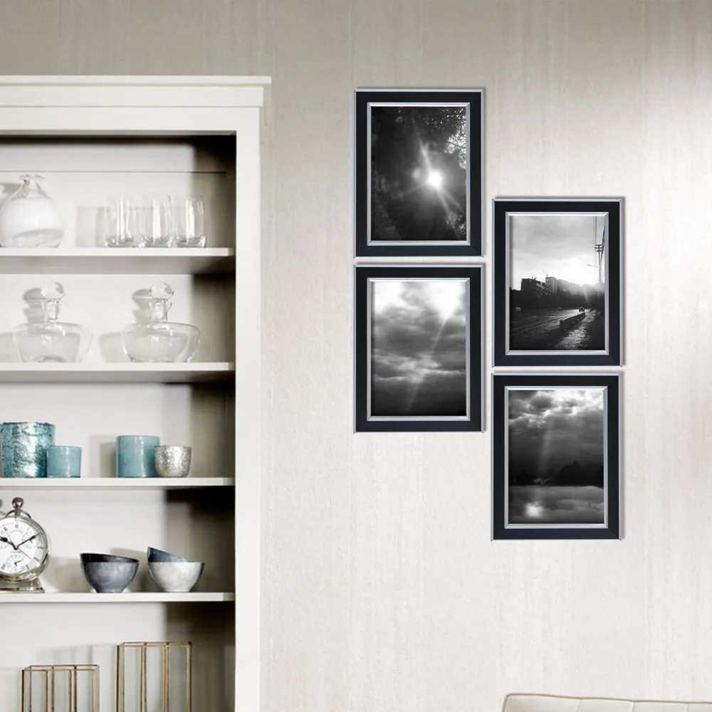 Giftgarden 5x7 фоторамка набор настенная фоторамка черный Настольный плакат украшения для дома аксессуары, набор из 4