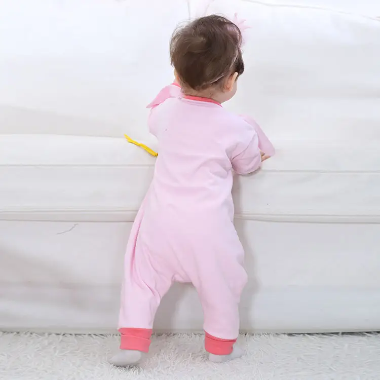 Розовый кролик характер ребенка ползунки флис с длинным рукавом Весна хлопок