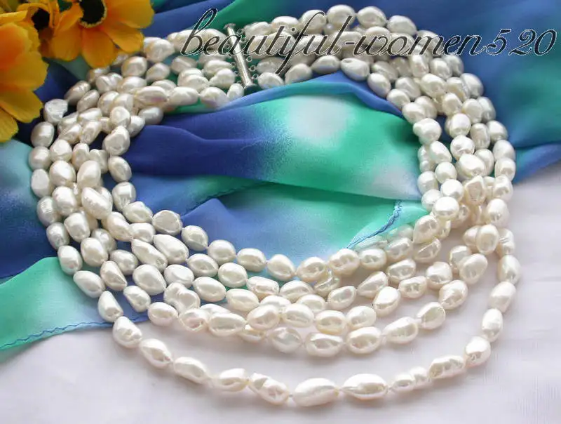 

Z3622 6row 21" 11mm baroque white freshwater pearl necklace
