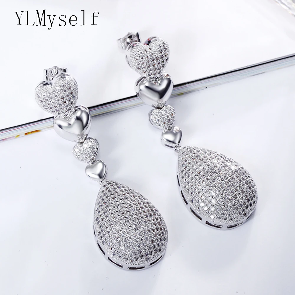 Красивые длинные висячие серьги 5 см для свадебной вечеринки роскошные свадебные