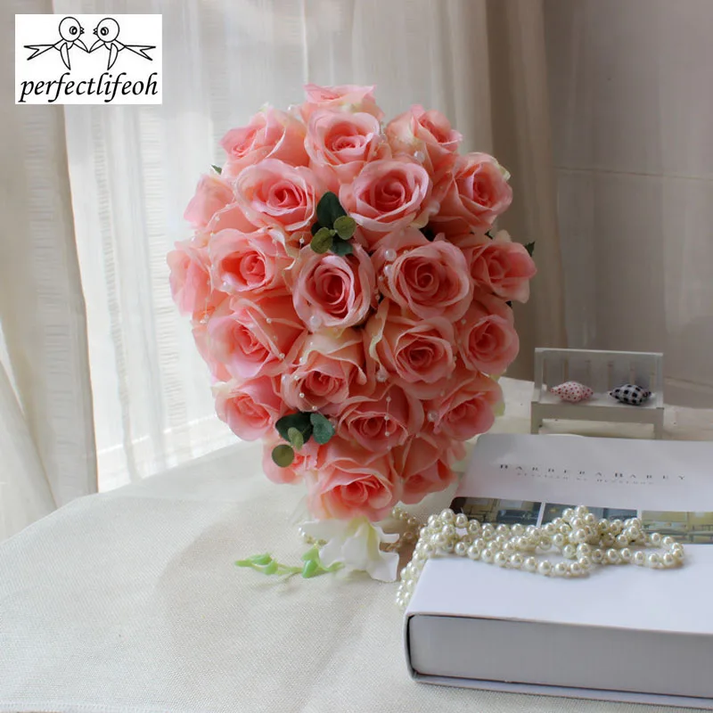 Новинка розовая водопад цвета шампанского для подружек невесты Свадебный букет