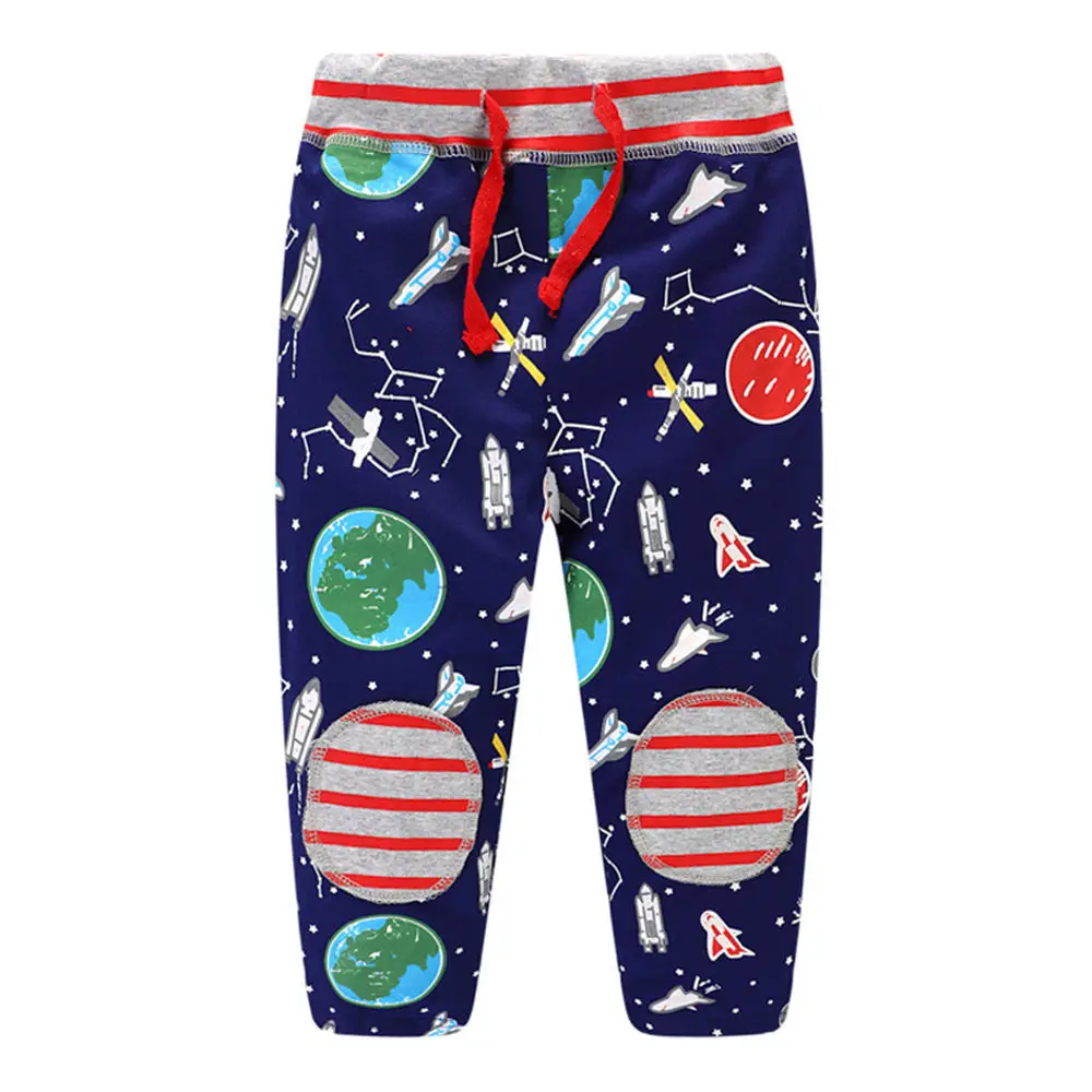 Хлопковые Штаны для мальчиков Littlemandy Earth Space детские брюки брендовая одежда
