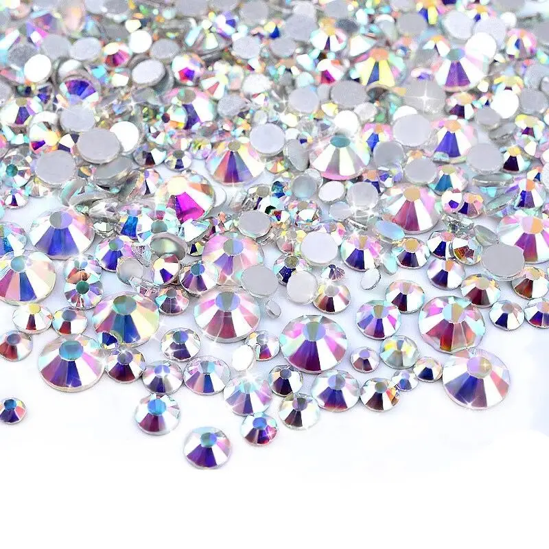 1440 шт AB Crystal Strass 3D горный хрусталь Дизайн ногтей украшения (SS3 SS20) Серебро Flatback