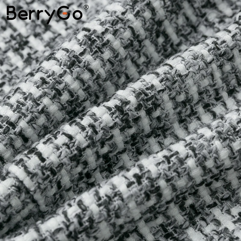 BerryGo, v-образный вырез, двойной плед, кисточка, твид, Женский блейзер, пальто, на пуговицах, с поясом, женские пальто, длинный рукав, верхняя одежда, пальто, куртка