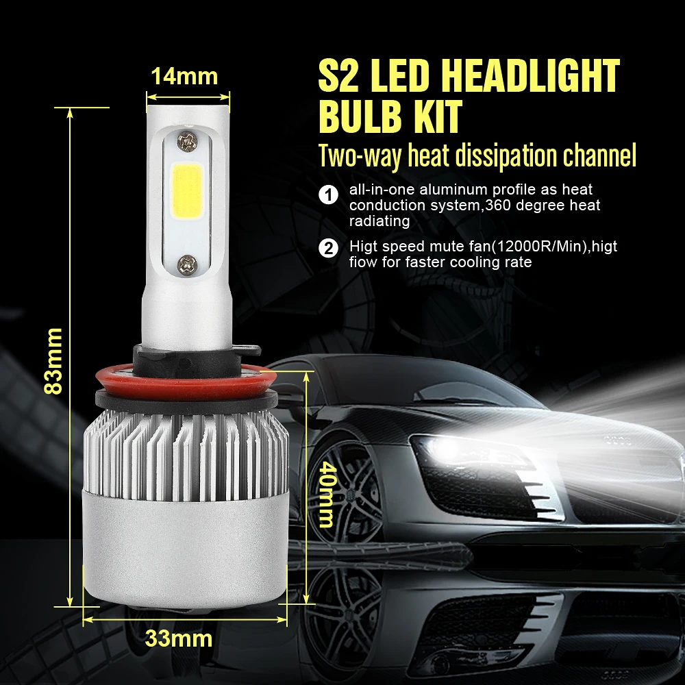 

Car LED Headlight with 3 Sides Lights 10000LM Cree Lamp H1 H3 H4 H7 H11 H13 H27/880 9004 9005/HB3 9006/HB4 9007/HB5 Waterproof