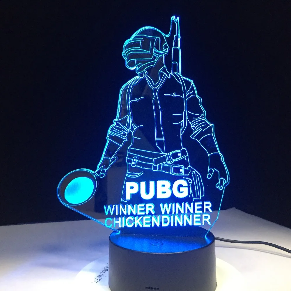 Куриный обед победитель PUBG FPS игровой плеер Unknown's Battlegrounds 3D лампа 7 цветов