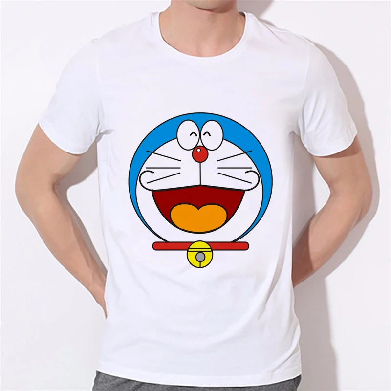 Мужская летняя футболка с мультяшным принтом DORAEMON Повседневная семейная