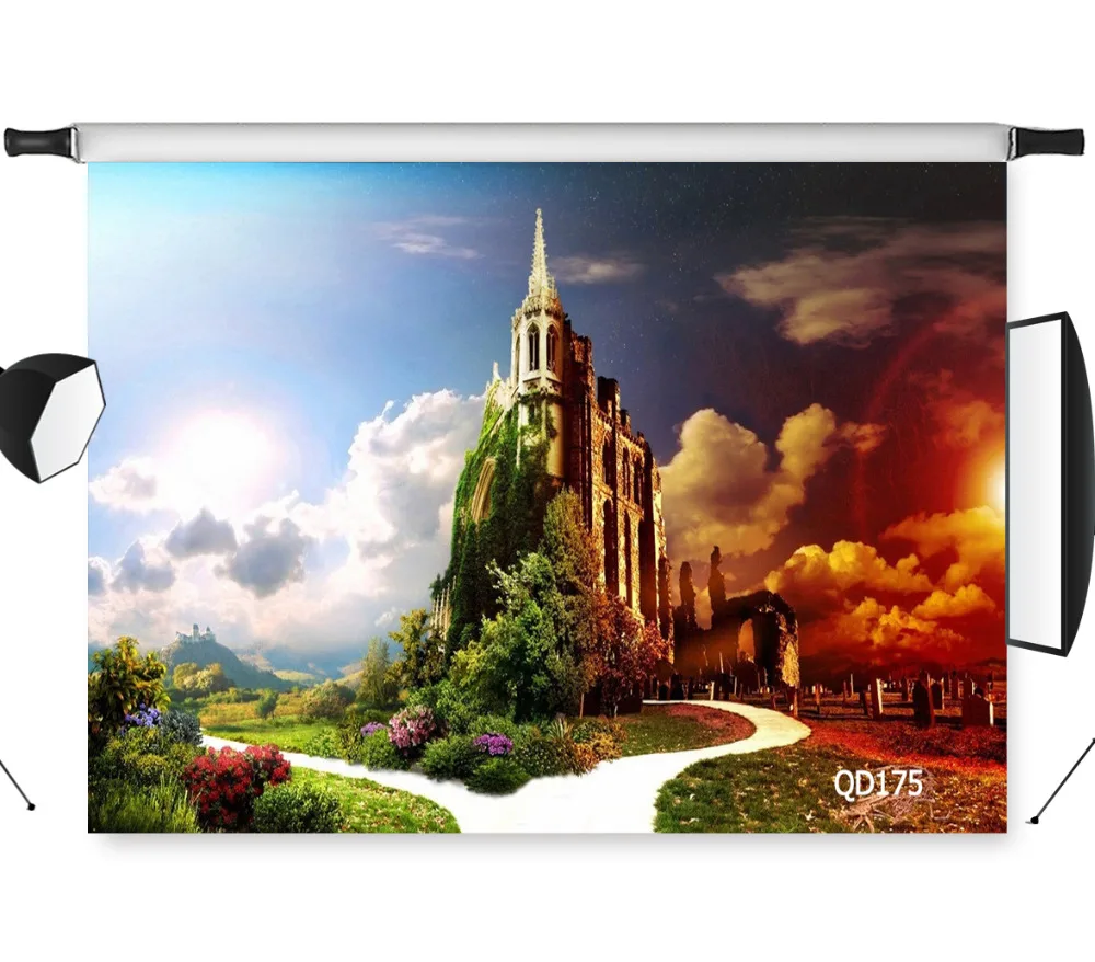 LB фотофоны Виниловый фон для фотостудии Dreamlike винтажный замок установка солнце