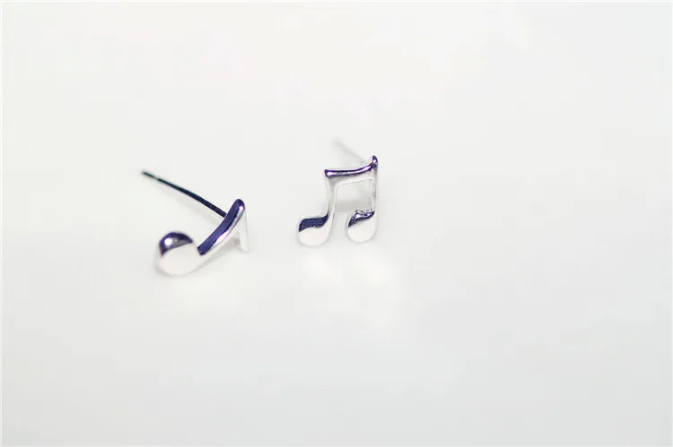 

Real 925 Sterling Silver Jewelry For Women Cute Asymmetric musical notes Earring Stud Small Stud Earring For Girls Wholesale