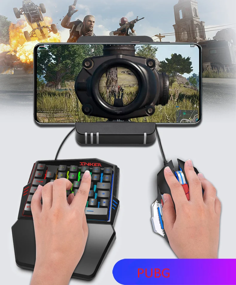 PUBG игровая клавиатура с одной рукой teclado para celular конвертер адаптер подключи и играй Мобильная клавиатура к игровой клавиатуре