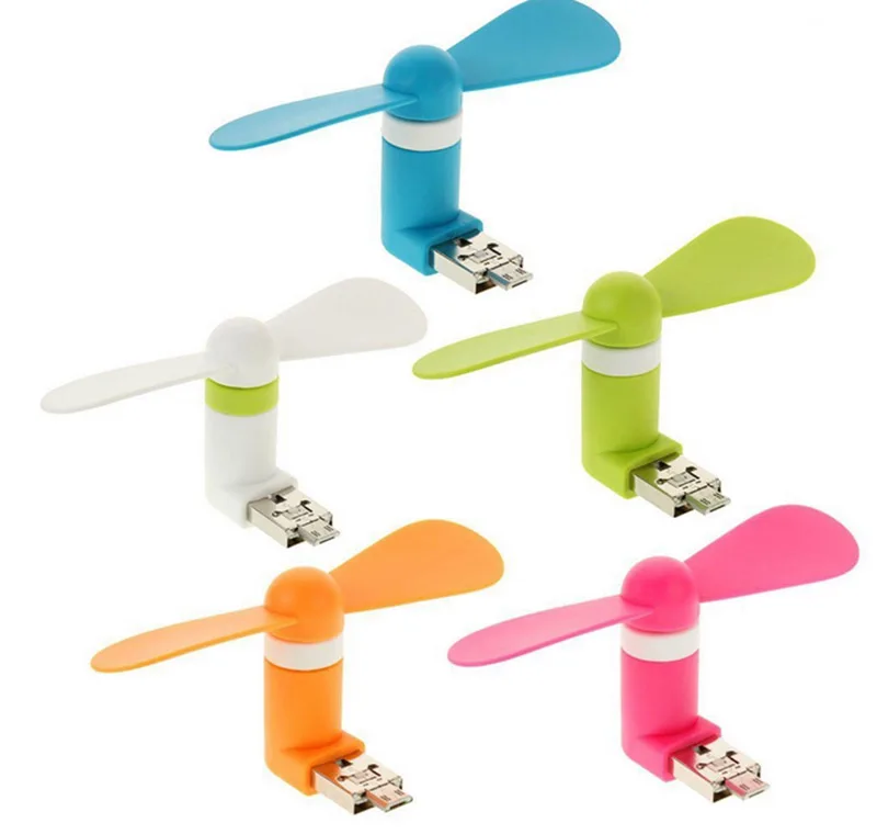 Мини вентилятор 2 в 1 Micro/USB OTG маленький портативный вращающийся кулер USB