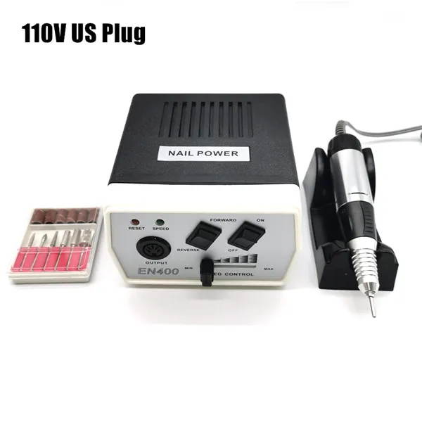 110V US Plug 35 Вт Профессиональная электрическая дрель для ногтей оборудование для маникюра педикюрные пилки электрическая дрель для маникюра и аксессуары EN400 - Цвет: 110V US Plug